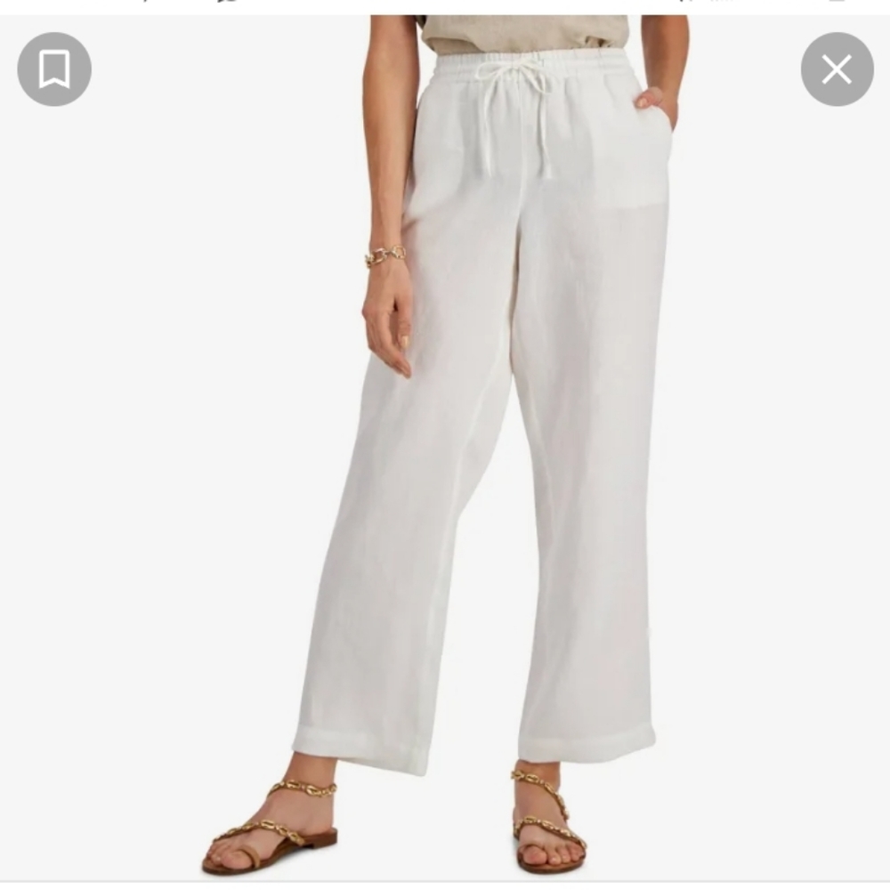 CHARTER CLUB linen pink pants with tie small NWT